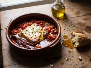 Bouyiourdi – Feta aus dem Ofen mit Tomaten, Paprika und Olivenöl