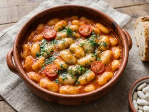 Gigantes Plaki – große weiße Bohnen in Tomatensauce aus dem Ofen