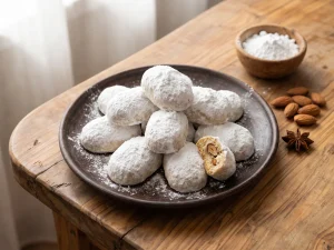 Kourabiedes – griechische Weihnachtskekse mit Mandeln und Puderzucker